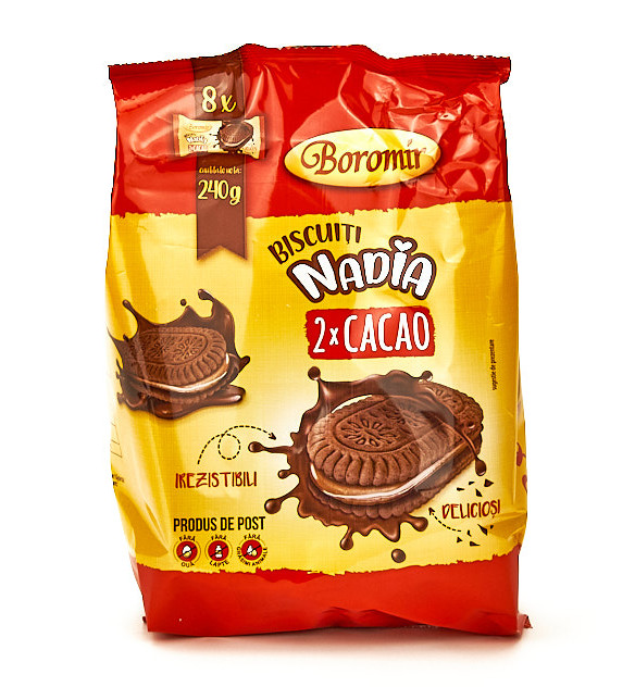 Boromir Biscuiti Nadia cacao cu crema de cacao 240g 